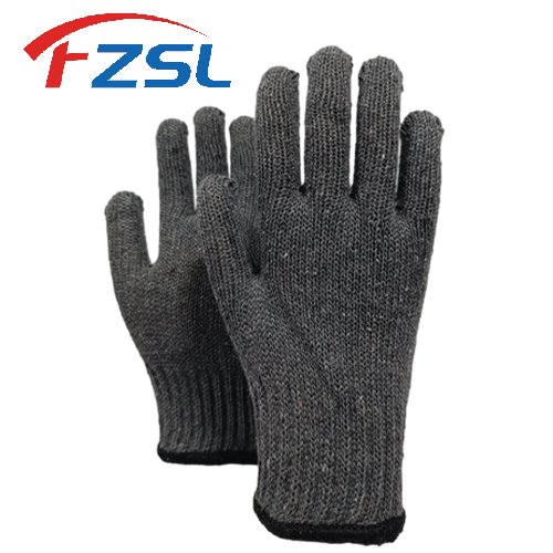 7G black grey knit work gloves